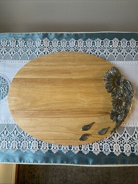 Royal Selangor Pewter and Wood Sunflower Cheese Board / Cutting Board